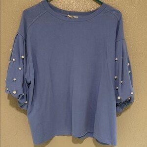 Entro Blue Pearl-Accent Sweatshirt & Skort Set